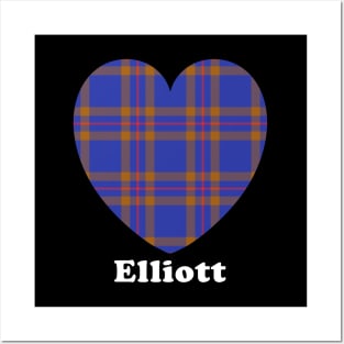 Ths ELLIOTT Family Tartan 'Love Heart' Design Posters and Art